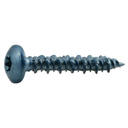 TORQUEMASTER Masonry Screw, 3/16" Dia., Pan, 1 1/4 in L, Steel Blue Ruspert, 100 PK 52438